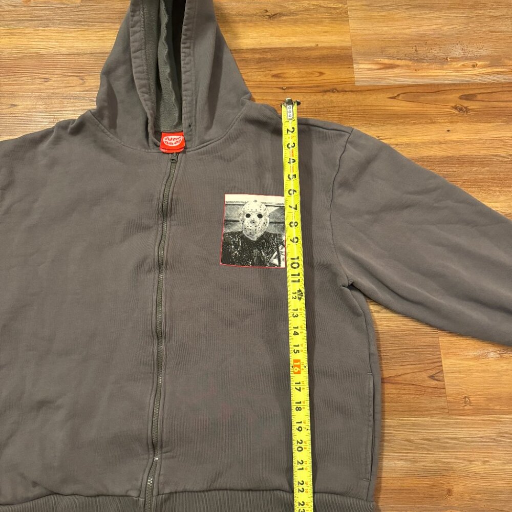 Dumbgood - Friday the 13th - Grey Zip-Up Hoodie - You’re All Doomed - Sz Large - Picture 6 of 7